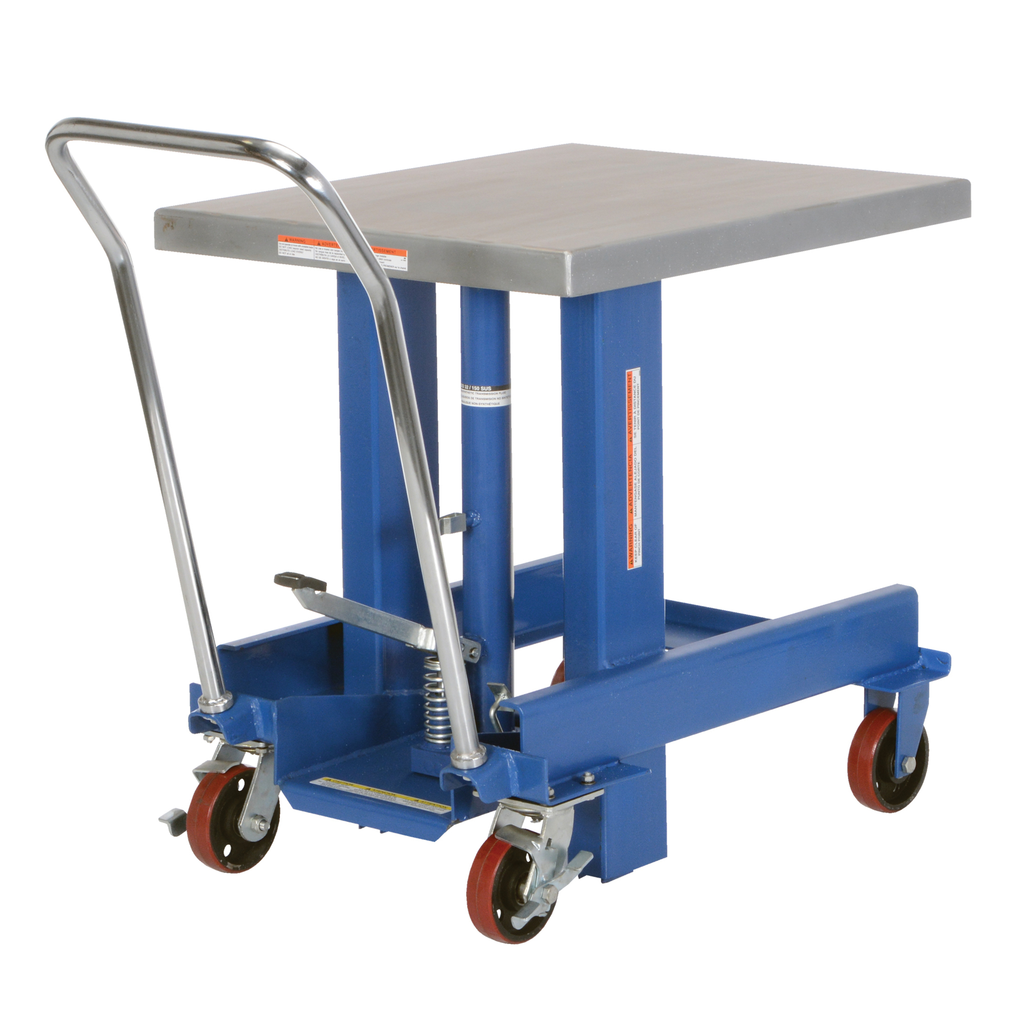 Vestil Ergonomic Manual Die Table - 1100-Lb. Capacity, 30.5in. to 48in. Height, Chrome Top, Model# DIE-2430-48-C